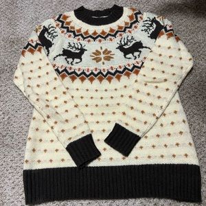 Kiel James Patrick Cream Reindeer Sweater Small Fair Isle